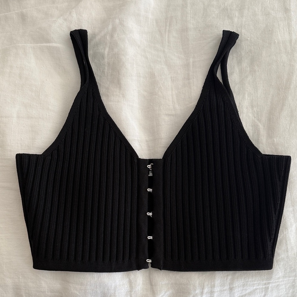 Alexander Wang Black Ribbed Buttoned Tank Top